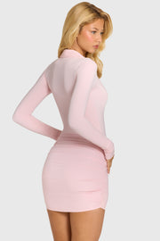 Oh Polly Zephyrine robe mini baby pink manches longues