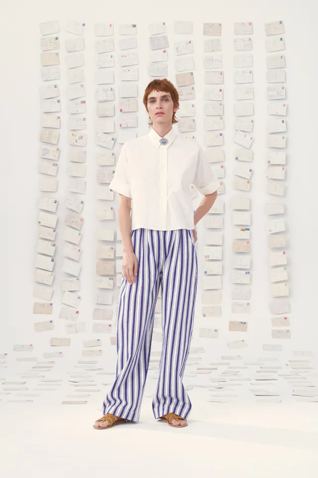 Mii en carte postale Miti Les Cyclades pantalon denim rayé