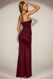 Oh Polly Aisra robe satin rouge vin bustier sirène