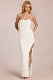Oh Polly Caliane Robe Maxi Bustier Pearl Moulante Fendue