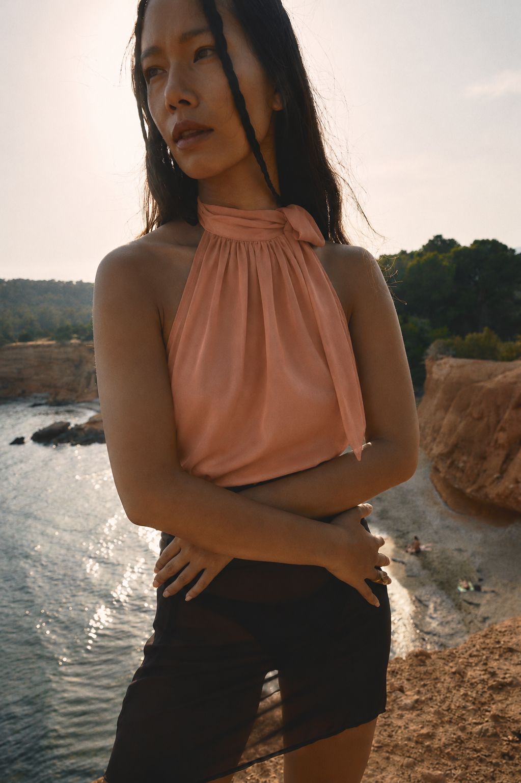 The Ethiquette Solar top satin blush taille M