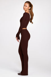 Oh Polly Philippa pantalon flare marron chocolat modal