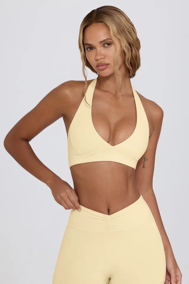 Bo+Tee brassiere sport jaune citron col V chiné