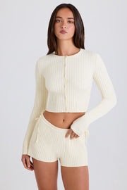 Oh Polly short mini maille côtelée crème coton