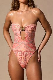 Oh Polly Swim Maillot Faye Bandeau Paisley Cut-Out