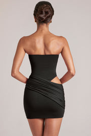 Oh Polly Bandeau Bodycon Mini Robe Noire Drapée