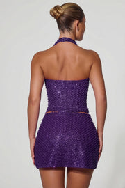 Oh Polly Embellished top corset Caralie violet perles