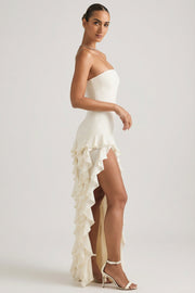 Oh Polly Diletta 8380 robe longue bustier perle volants