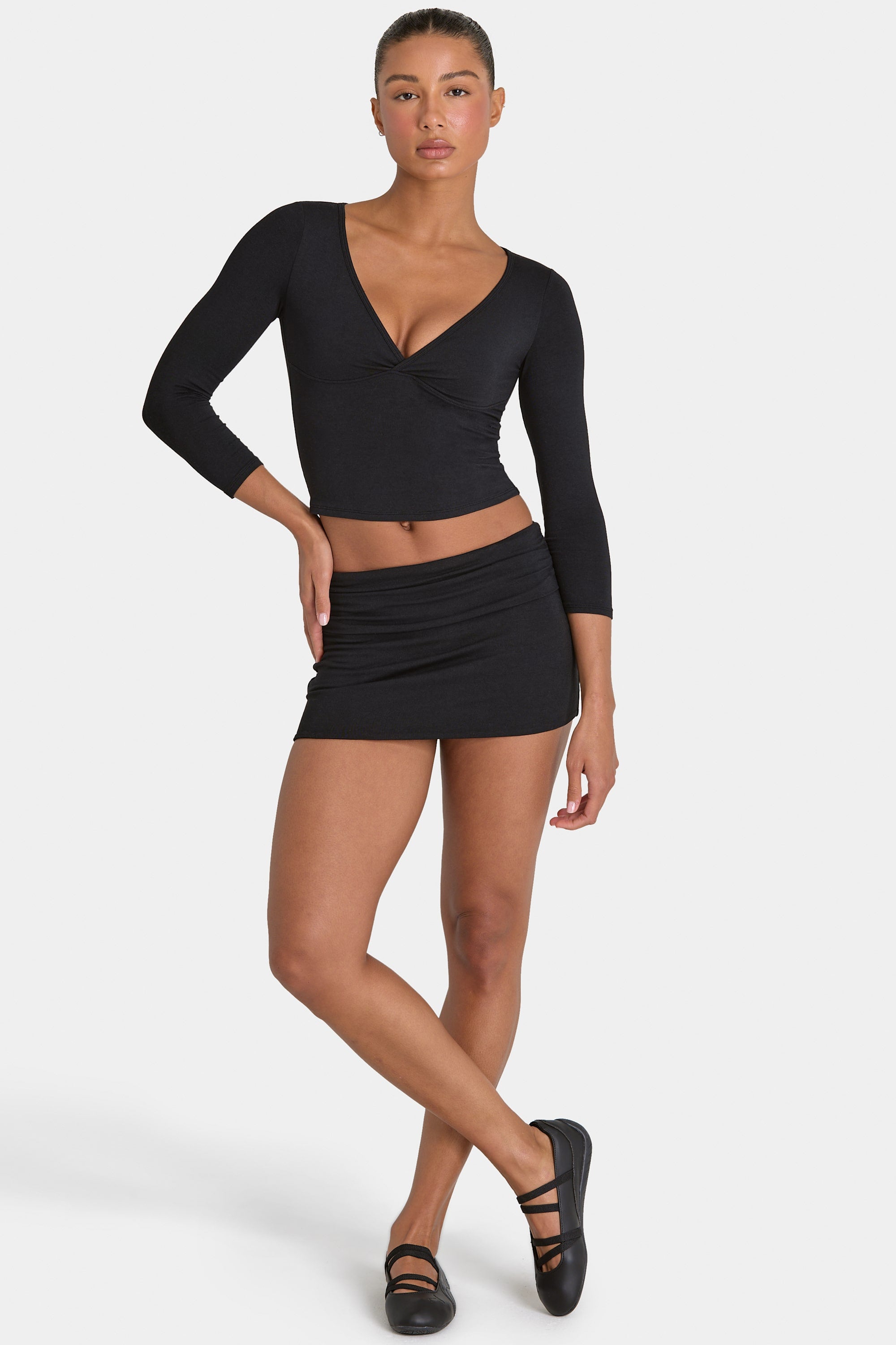 Oh Polly ButterCloud skort jupe-short noir sculptant