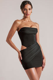 Oh Polly Bandeau Bodycon Mini Robe Noire Drapée