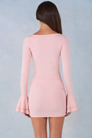 Oh Polly Helena robe mini rose modal côtelée drapée