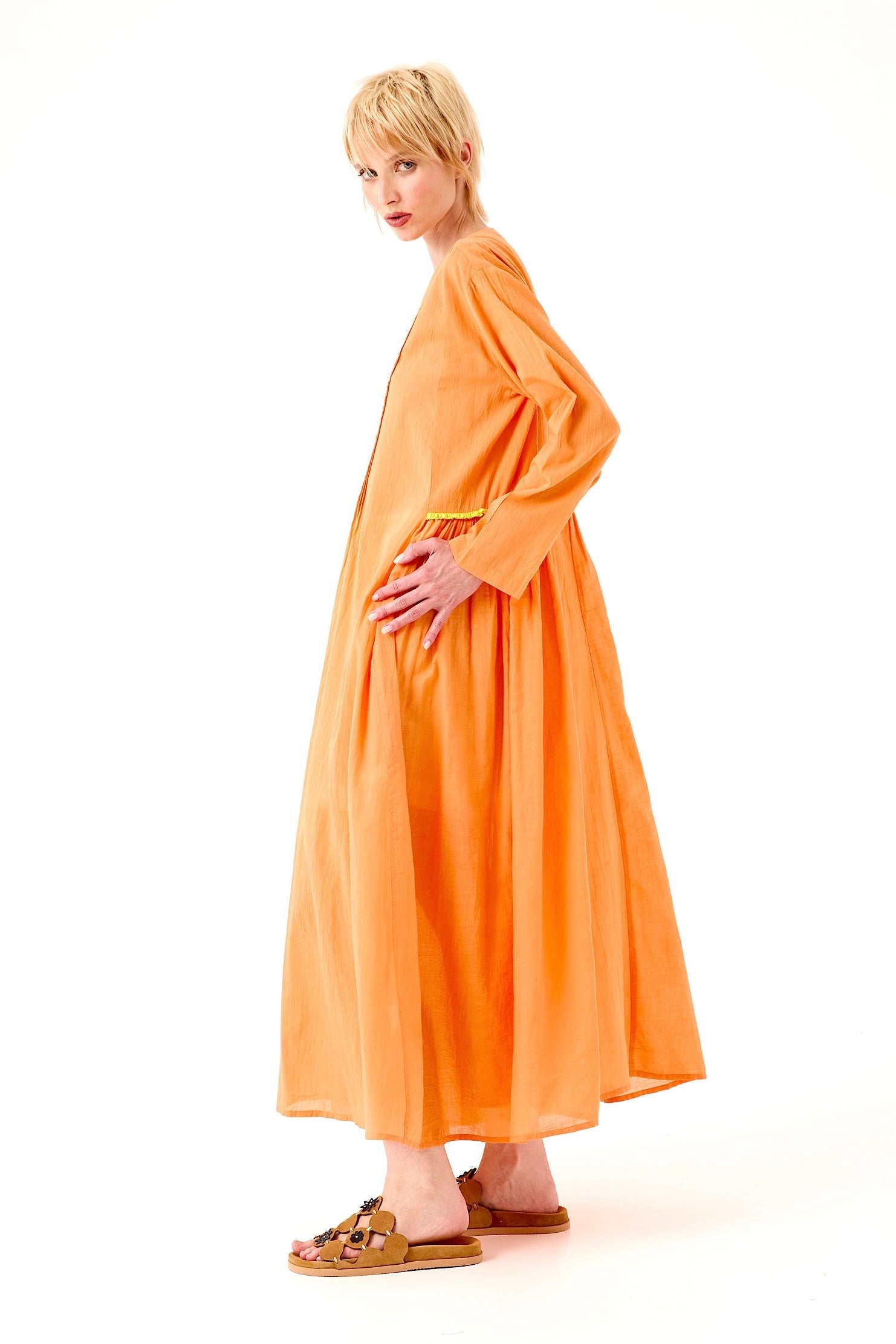 CHICOSOLEIL Zazie robe longue orange voile coton