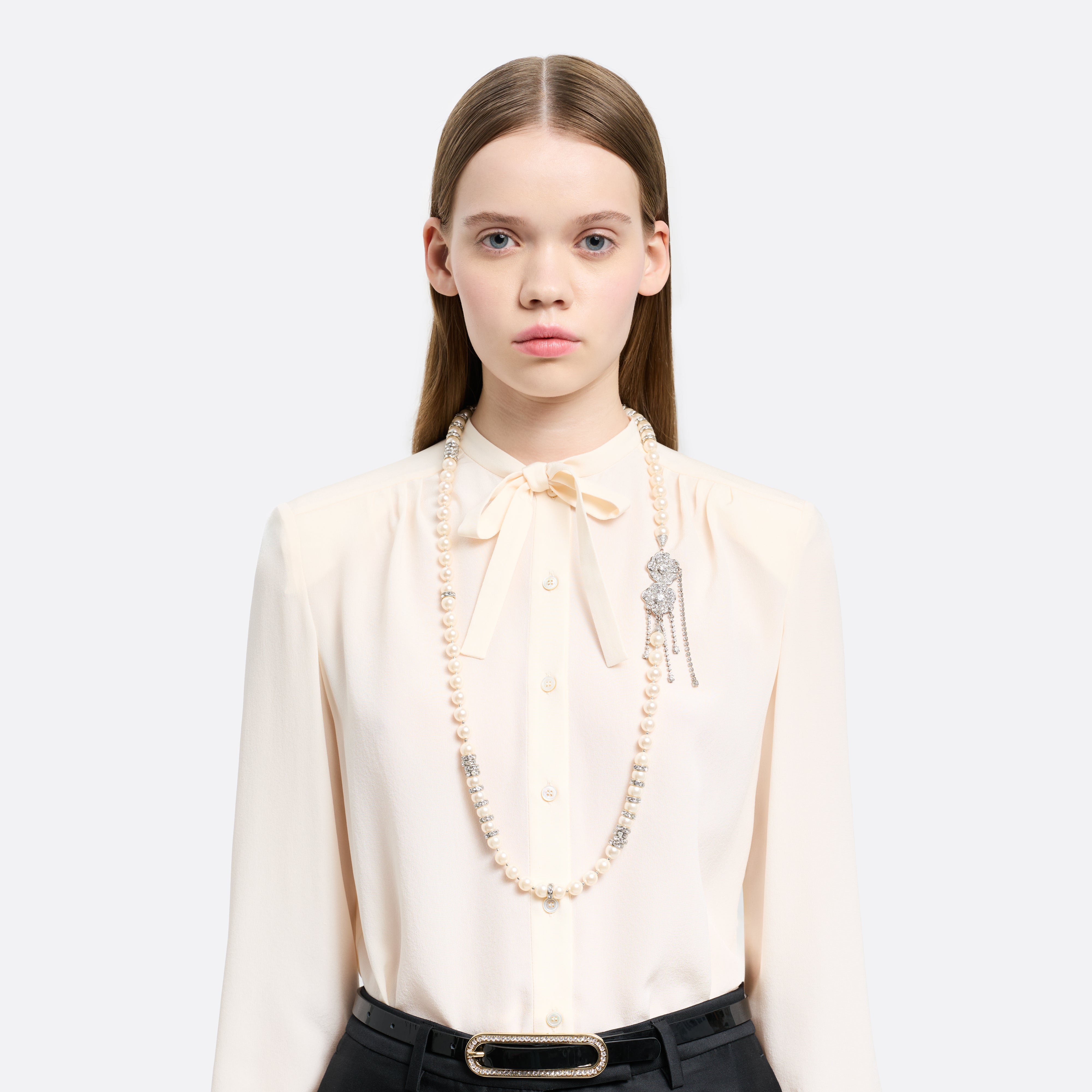 Alessandra Rich Jewellery collier perles cristal fleur argent