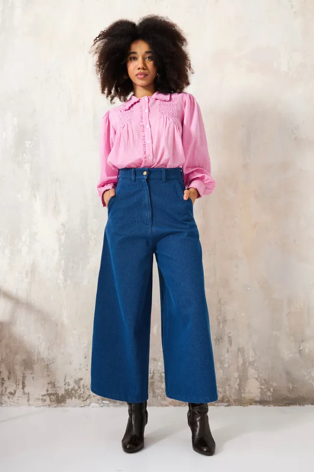 Chicosoleil Mato pantalon large bleu denim 100% coton