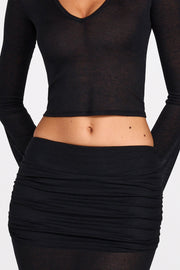 Oh Polly Diana jupe maxi transparente noire drapée