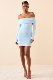 Oh Polly Oriana mini robe bleu glace modal épaules nues