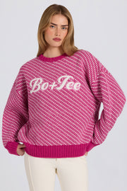 Oh Polly Knitwear Logo Pull Oversize Magenta