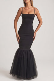 Oh Polly Adelpha Robe Longue Noire Sirène Tulle