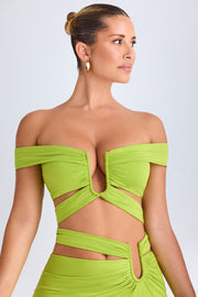Oh Polly Zene crop top découpé lime green épaules dénudées