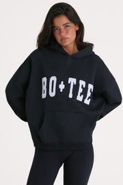 Oh Polly Knitwear BT0493 sweat à capuche noir coupe oversize