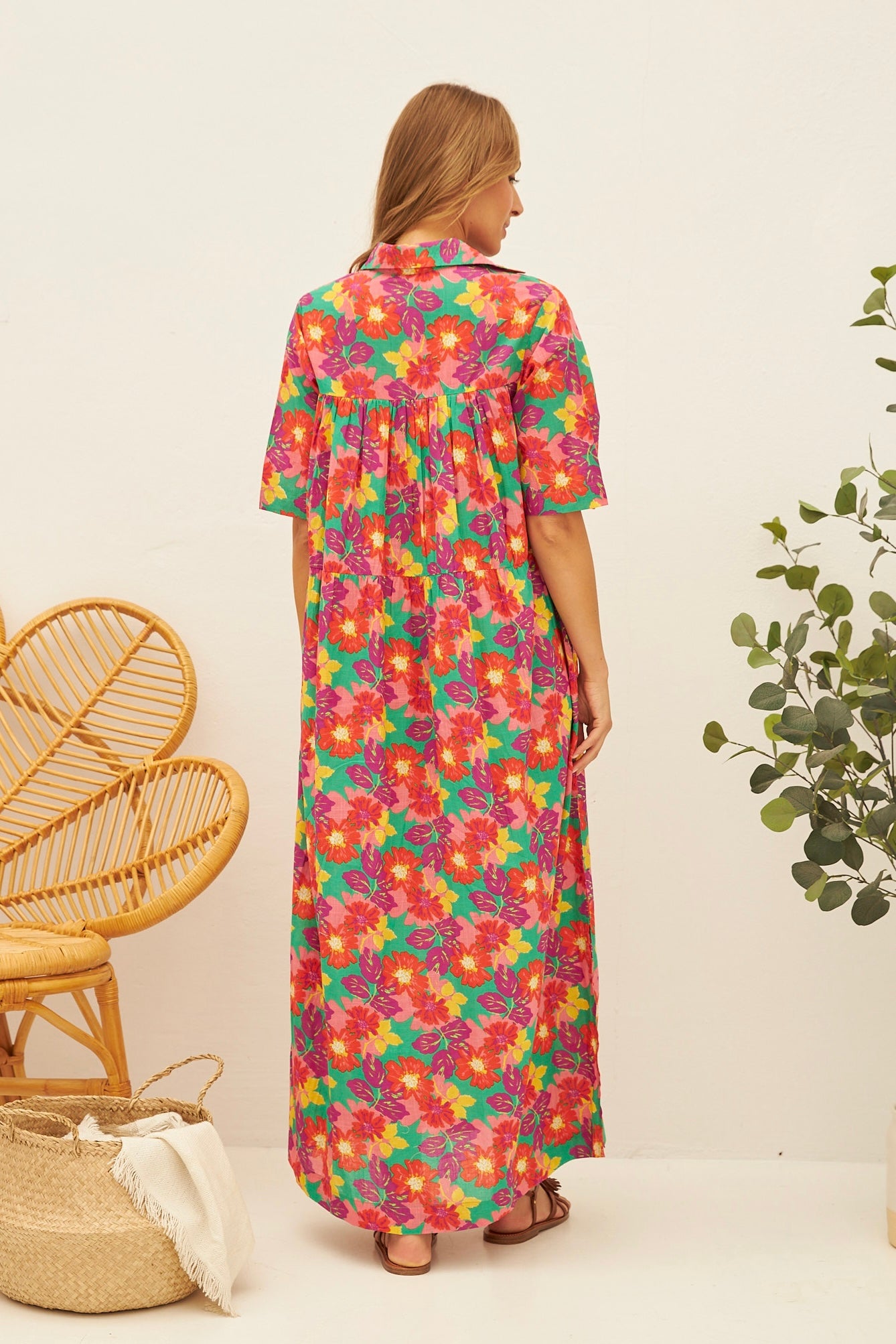 Chicosoleil Kiana robe longue verte coton Jaipur