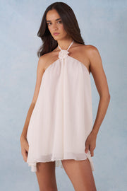 Oh Polly Dresses Mini Robe Evania Ivory chiffon dos nu licou