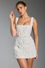 Oh Polly Posy 8329 robe corset mini blanche fleurs satin