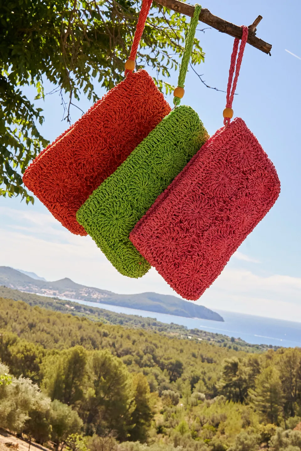 Chicosoleil Biba pochette raffia orange