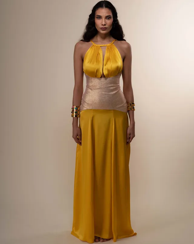 The Ethiquette Robes Thalia Dress robe satin jaune soie