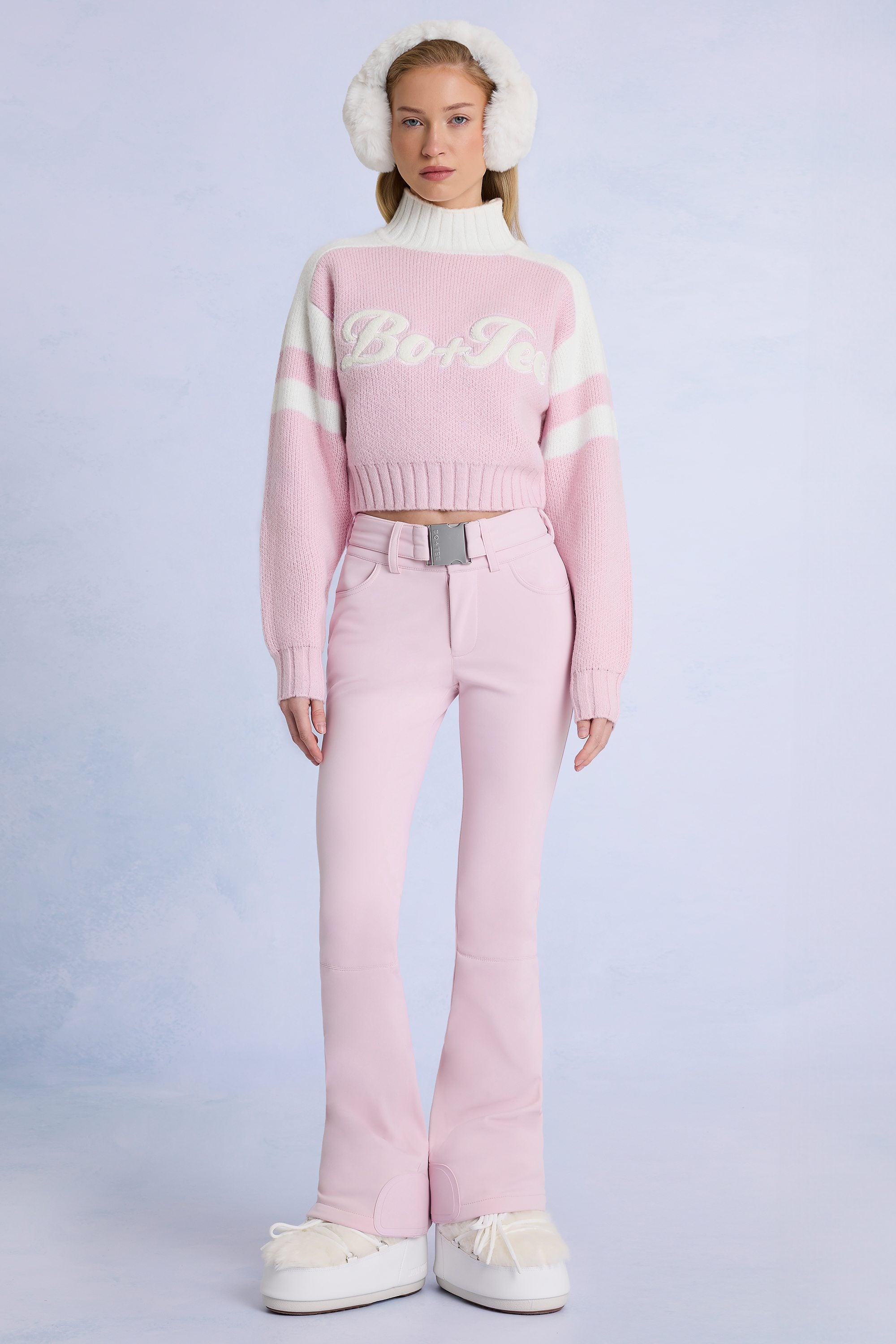 Oh Polly salopette ski imperméable rose poudré ceinture polaire