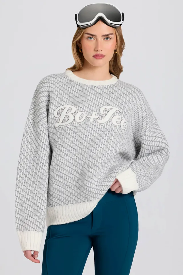 Oh Polly Pull Logo Oversize Ice Maille Lourde Chaude