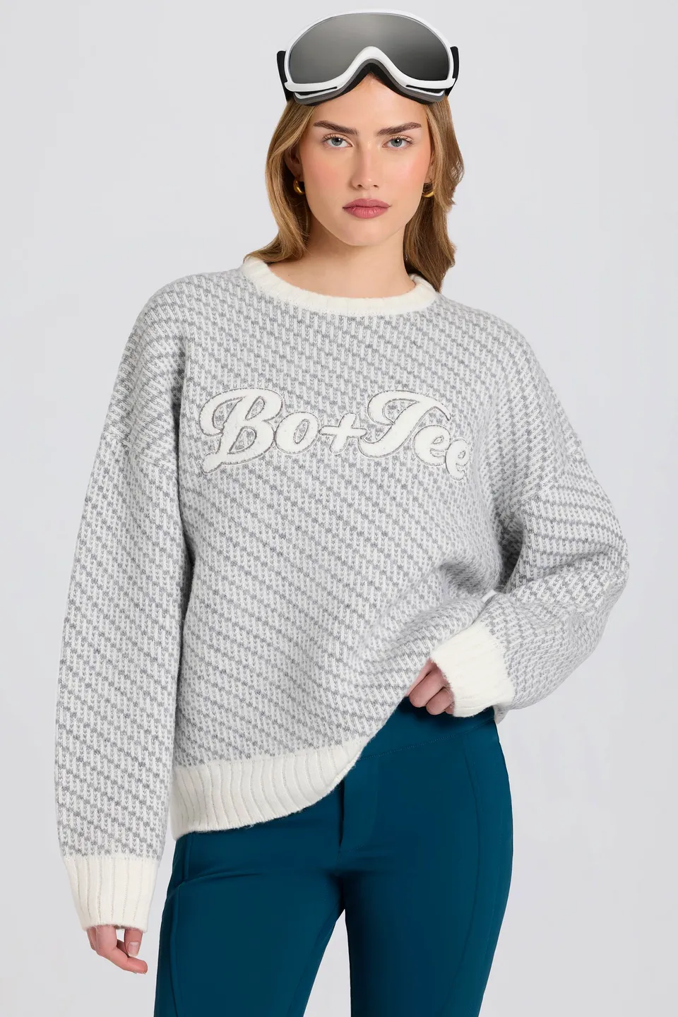 Oh Polly Pull Logo Oversize Ice Maille Lourde Chaude