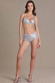 Oh Polly Shorts 15875 mini short argent sequins