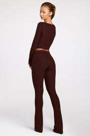 Oh Polly Philippa pantalon flare marron chocolat modal