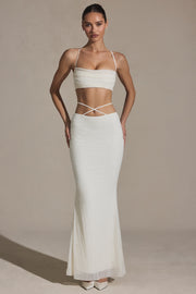 Oh Polly Embellished Sardinia 7218 jupe maxi blanche perles