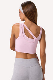 Bo+Tee Seamless brassière sport asymétrique rose poudré