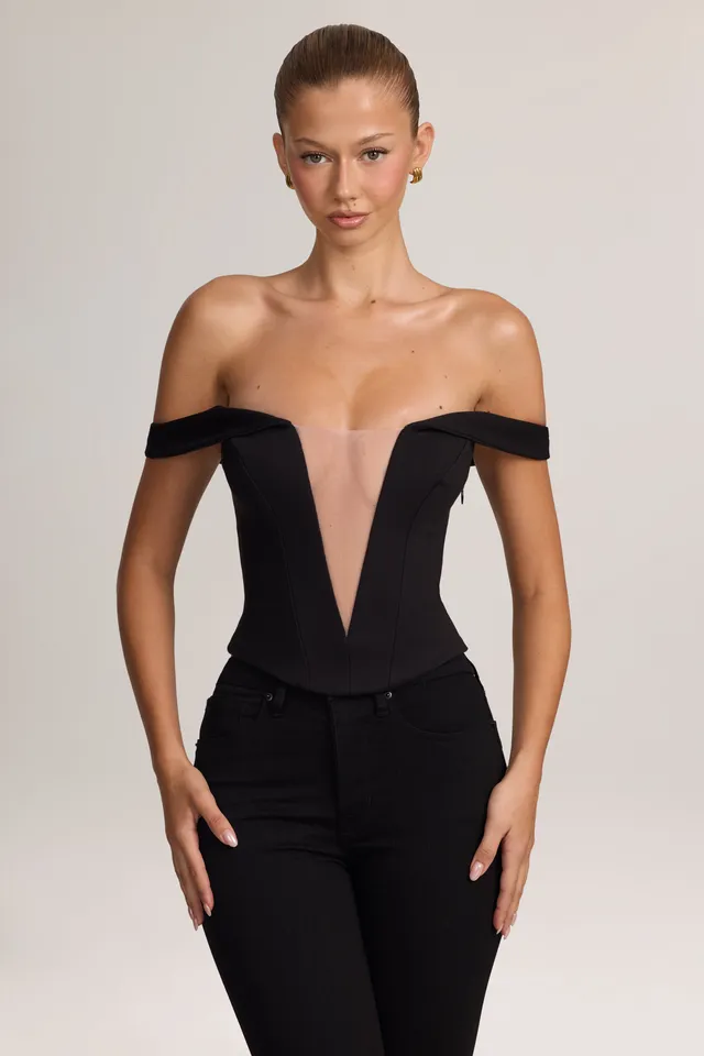 Oh Polly Jenn 16483 top corset bardot noir 8