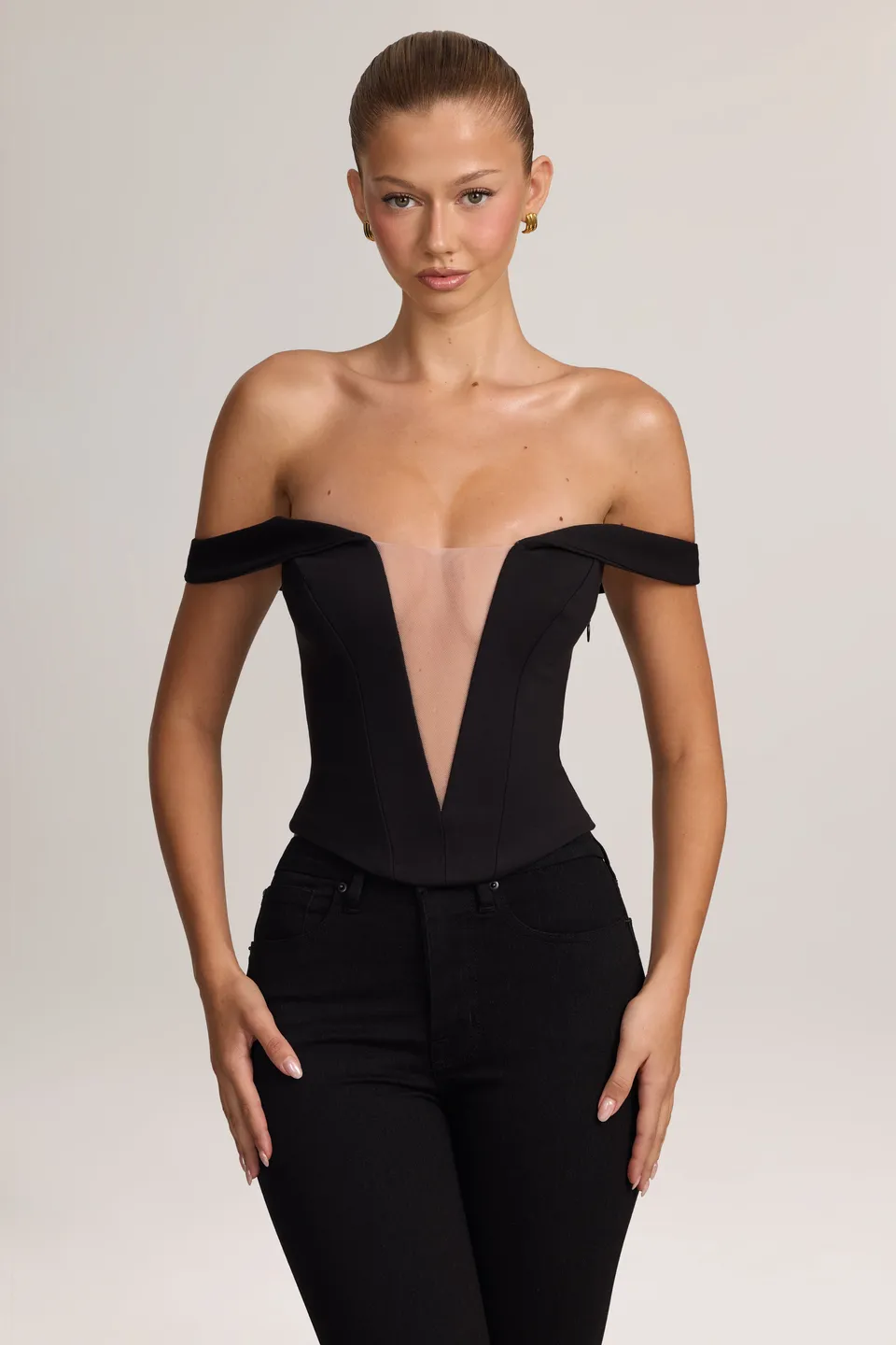 Oh Polly Jenn 16483 top corset bardot noir 8