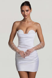 Oh Polly Tirza robe mini blanche corset satin