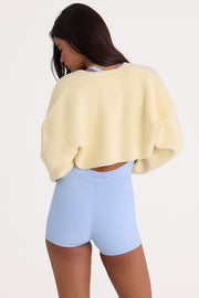 Oh Polly Knitwear BT2129 boléro crop jaune citron coton