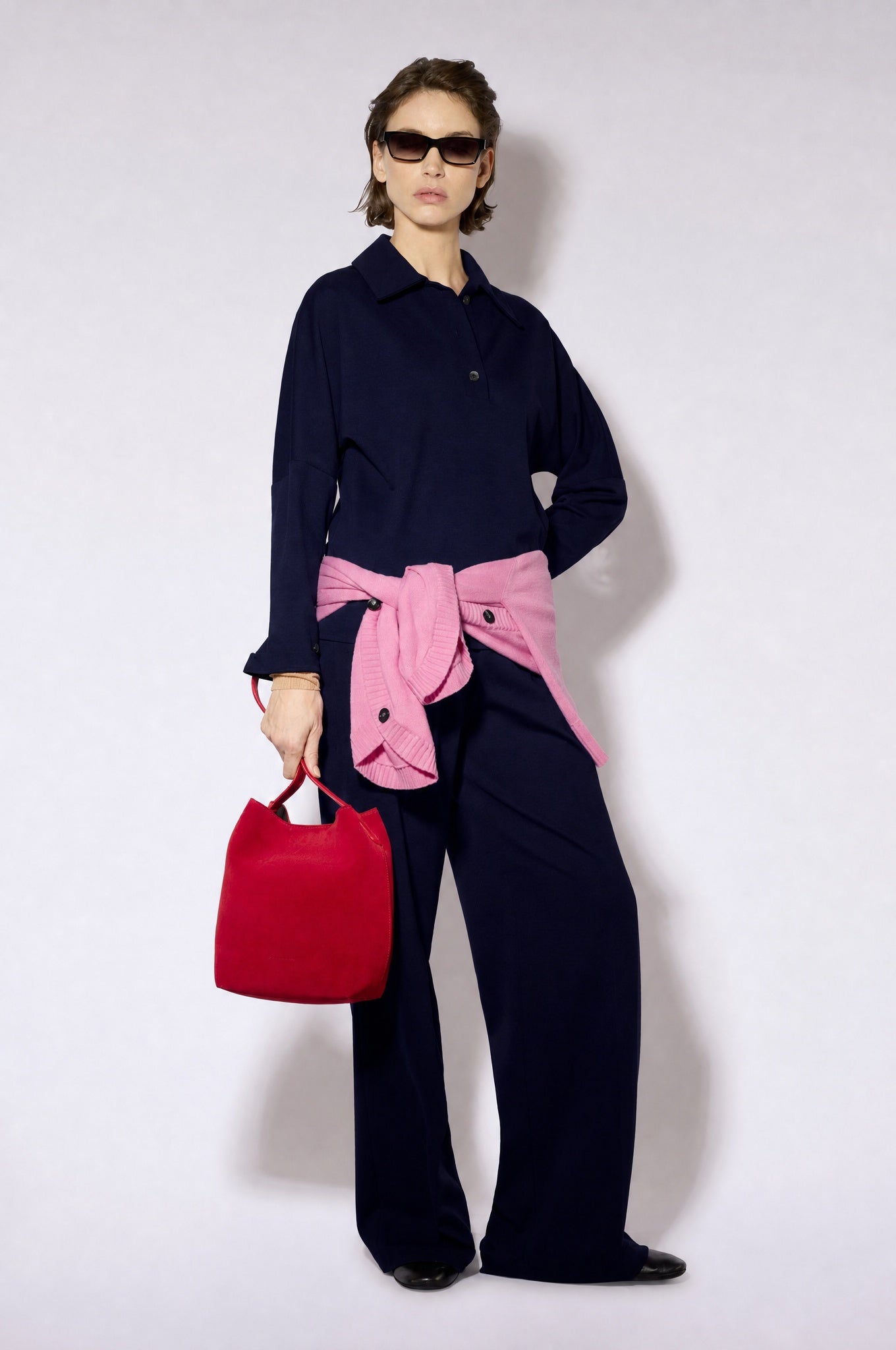 Liviana Conti Miranda blouse mirtillo manches longues col polo