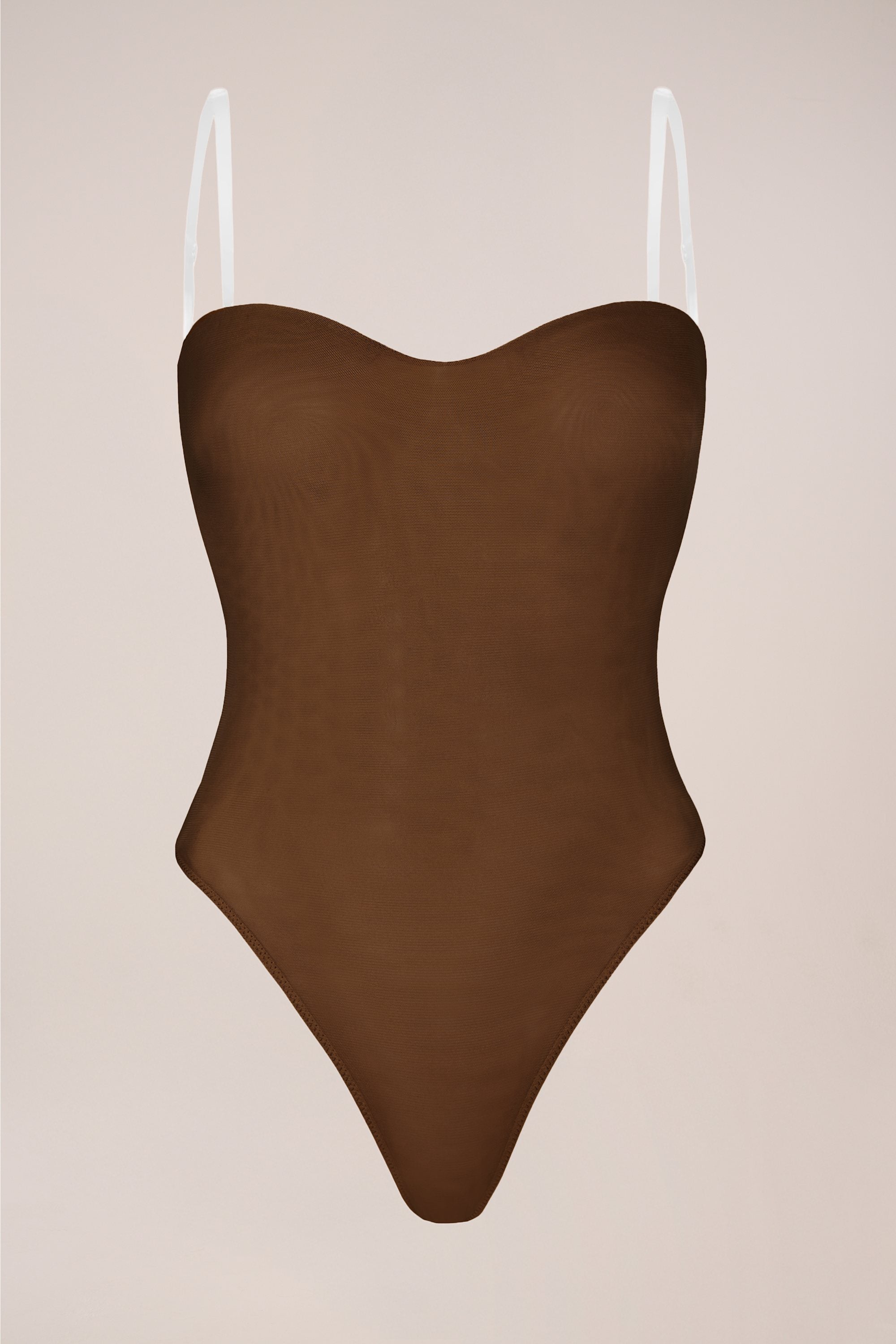 Oh Polly Bodysuits Body Bustier Chestnut Mesh Sculptant