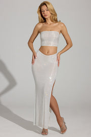 Oh Polly Embellished Pelagia jupe maxi blanche strass