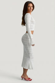 Oh Polly Skirts Yasira jupe midaxi White maille