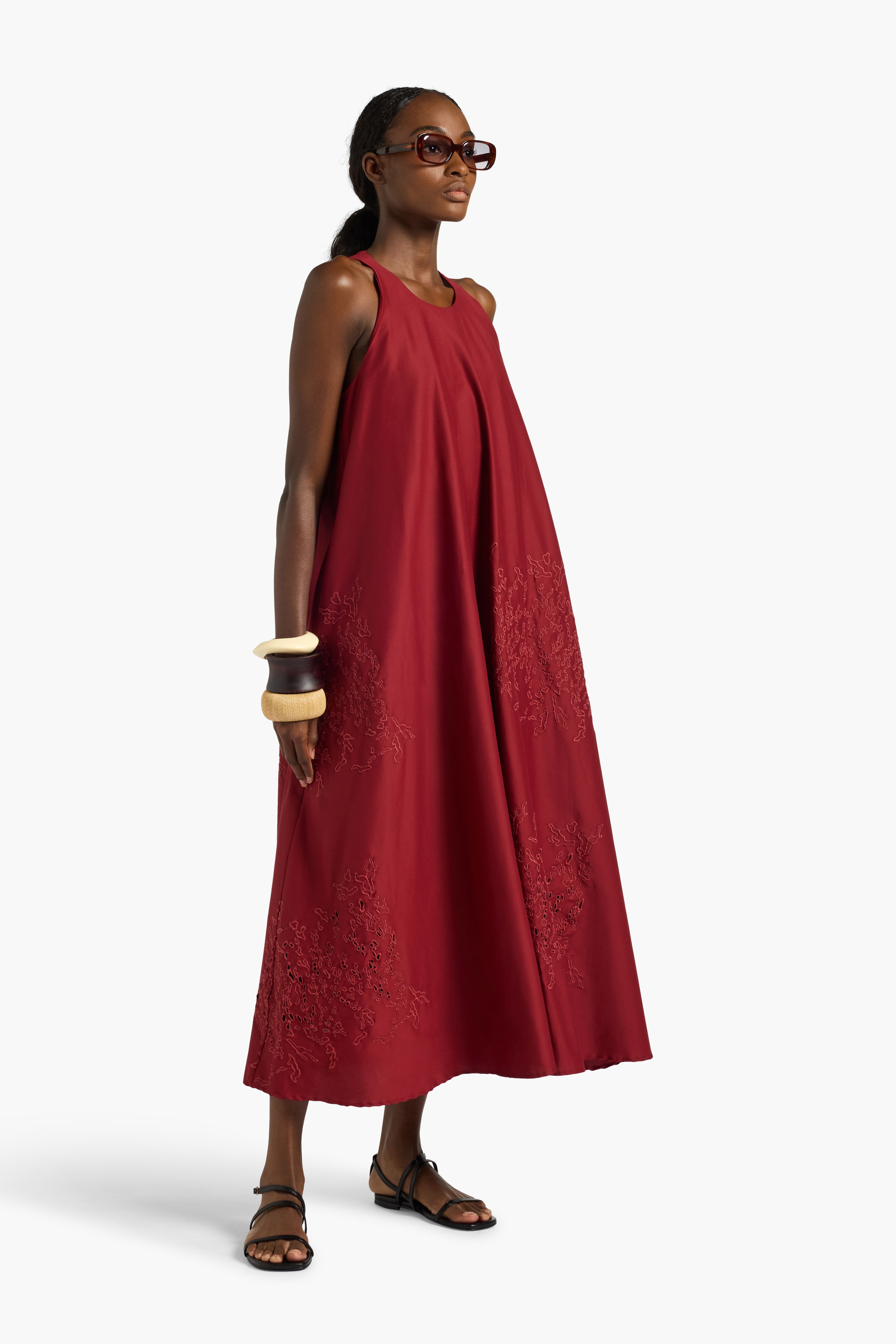 Liviana Conti Selma robe longue Corallo Terracotta popeline