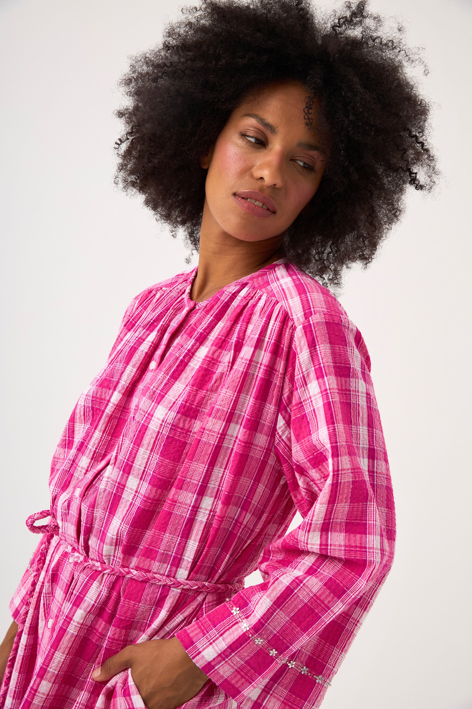 ChicoSoleil Magnolia robe longue coton candy check