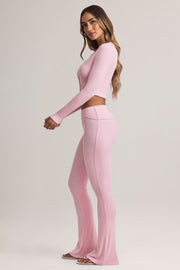 Oh Polly Bebe pantalon évasé rose pastel modal stretch