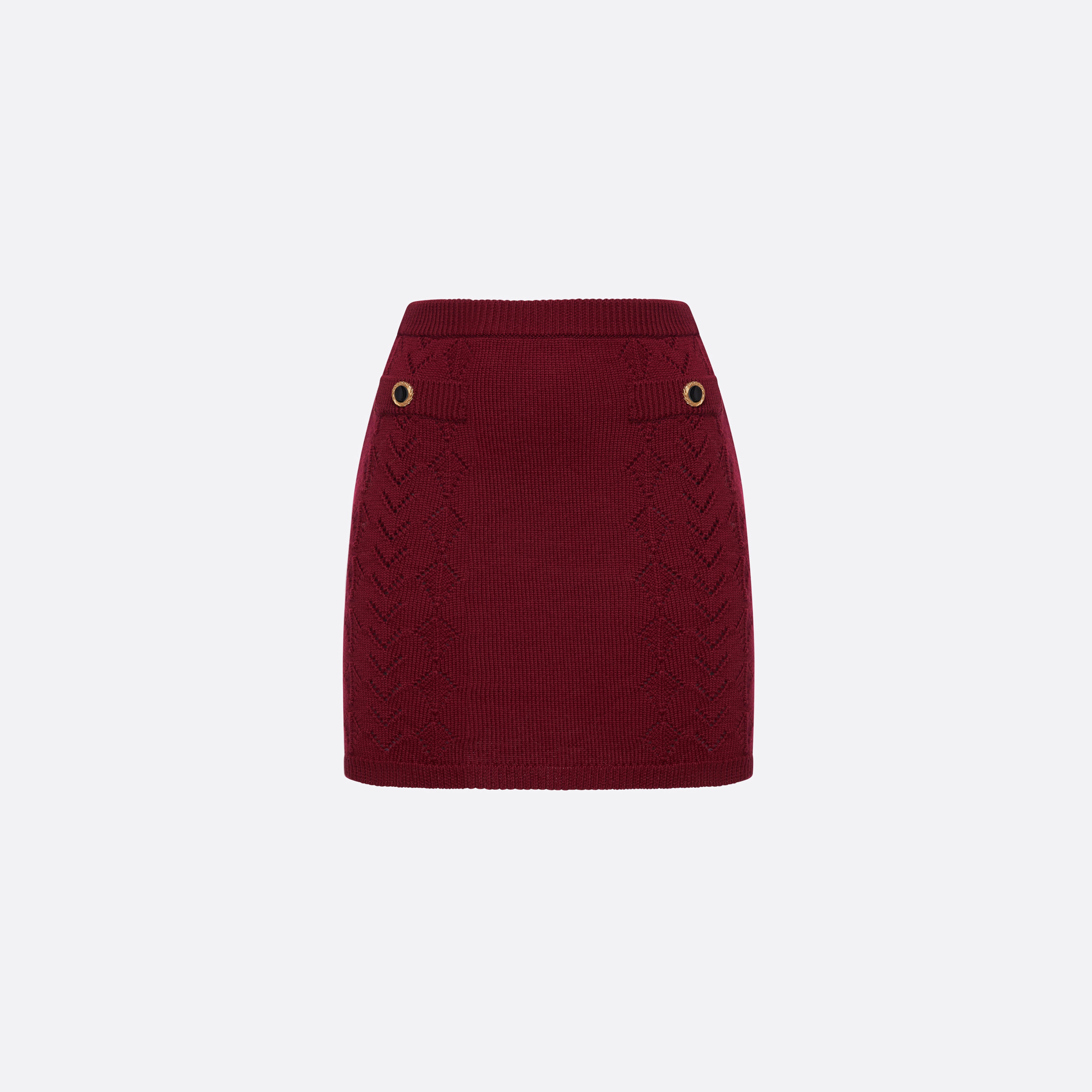 Alessandra Rich Skirts mini jupe laine bordeaux dentelle 38