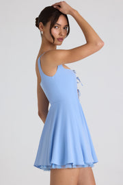 Oh Polly Nanisca 8285 mini robe bleu ciel georgette ajourée