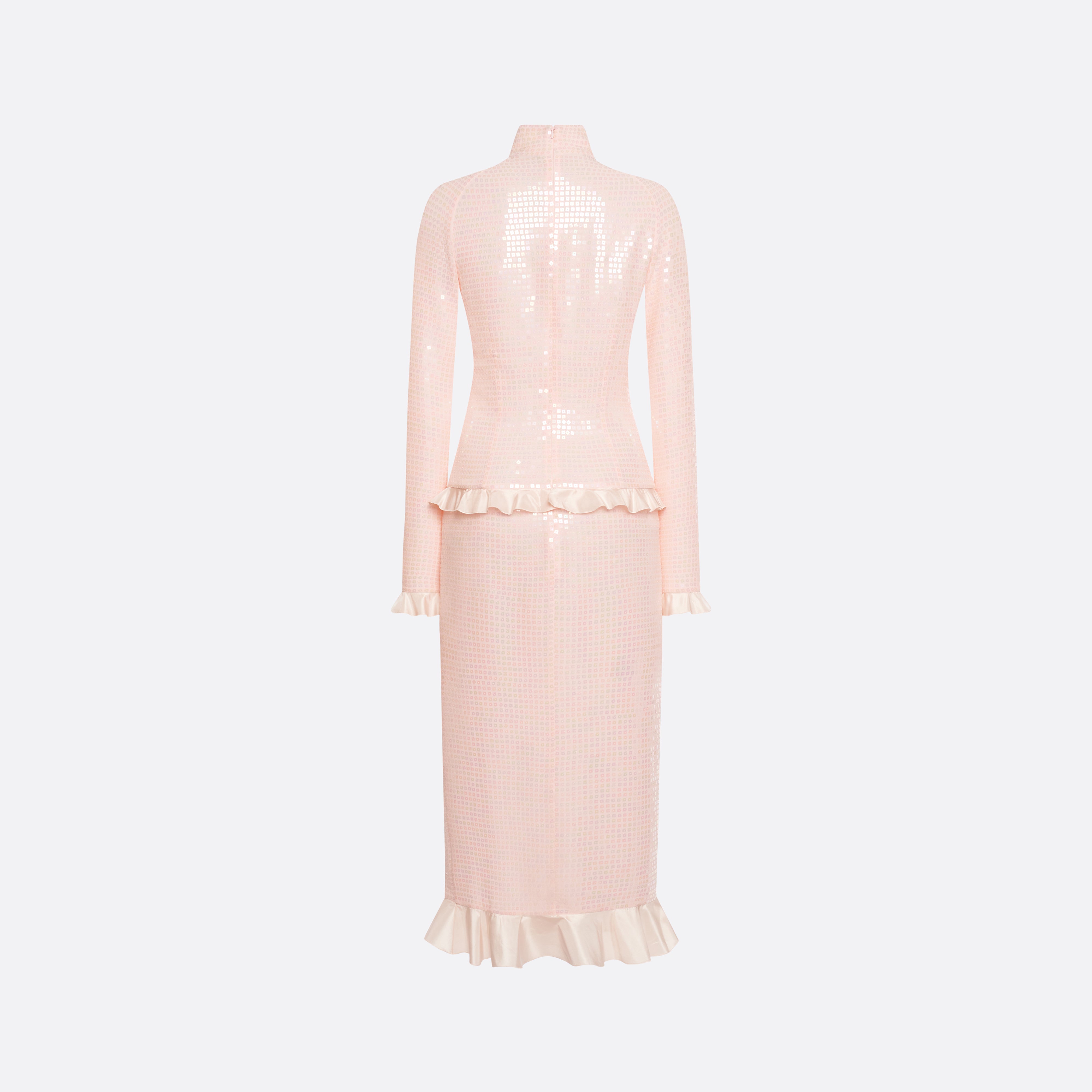 Alessandra Rich robe midi soie sequins rose 36